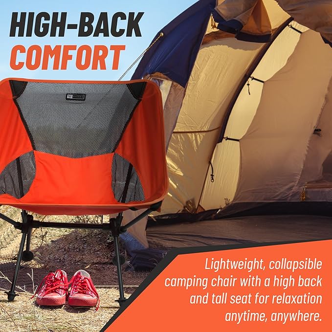 Portable Camping Chair - Light Weight Folding Chair with Compact Design for Camping, Backpacking, Hiking, Fishing, Beach or Any Other Outdoor Adventures