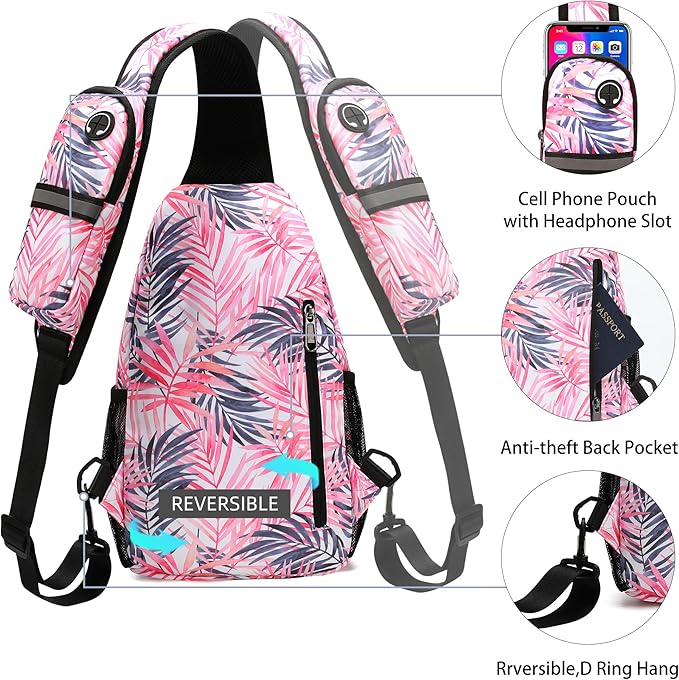 Sling Backpack Crossbody Sling Bag for Women Men Multipurpose Travel Essentials Hiking Chest Bag Daypack