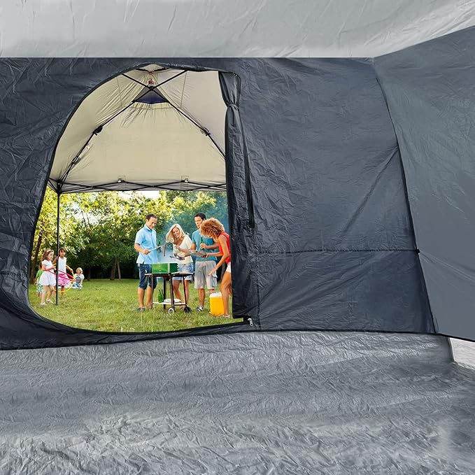 KAMPKEEPER Side Tent,Camping Tent for 10' x 10' Pop Up Canopy, Easy Set Up Gazebo,Compatible with 10' Wide Canopy Tents(Grey)