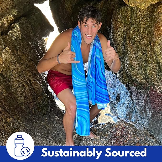ECCOSOPHY Microfiber Beach Towel - Sand Free Towels are Quick Dry, Light Weight, Super Absorbent - Perfect Pool, Travel, Cruise, Camping Essentials - Oversized Extra Large for Adults 71x35 in