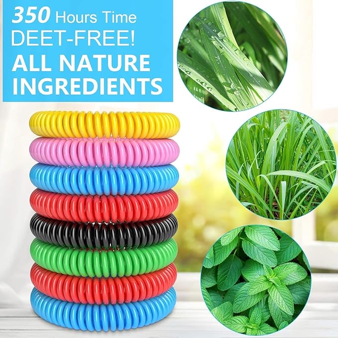15 Pack Mosquito Repellent Bracelets, DEET-Free Mosquito Bands for Adults and Kids, Individually Wrapped Repellent Wristbands for Outdoor Camping Fishing Traveling