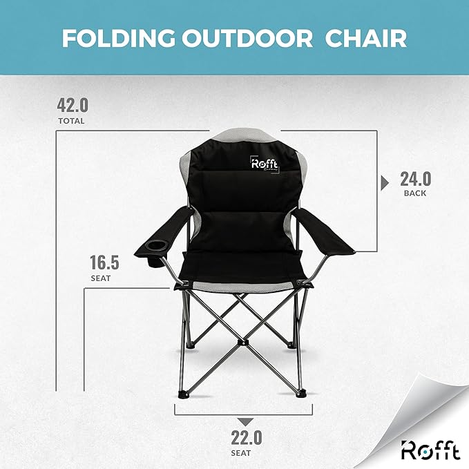 Camping Folding Chairs | Heavy Duty | Supports 250 LBS | Steel Frame | Collapsible with Cup Holder | High Back | 21" D x 36" W x 42" H