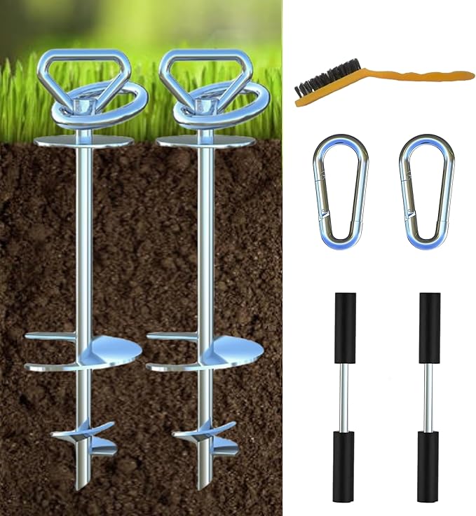 2Pack Dog Tie Out Stake-Heavy Duty 304 Stainless Steel Dog Anchor,360°Swivel Yard Stake for Dogs,Use Any for to 200 LBS Dogs-Dog Stakes for Outside Camping,Suitable for Any Dog Leash and Cable