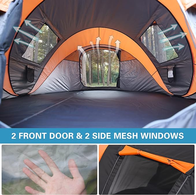 EchoSmile Instant Pop Up Camping Tent, 2/4/6 Person, Easy Setup Tent, Water Resistant Dome, Portable with Carry Bag