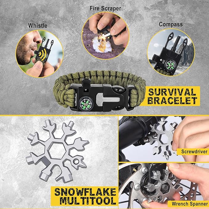 Gifts for Men Him Dad Husband, 28-In-1-Survival Kits, Men'S Gifts Survival Gear, Stocking Stuffers for Men Christmas Birthday Gifts, Unique Cool Gadgets Gifts for Camping, Hiking, Hunting