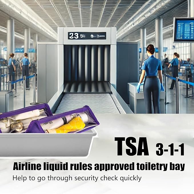 TSA Approved Clear Toiletry Shaving Bag 2 Pack Purple Vinyl Makeup Bag See Through Foldable Travel Packing Orgnaizer Bag Arts tools Kits Organizer Utility Pouches for Men & Women