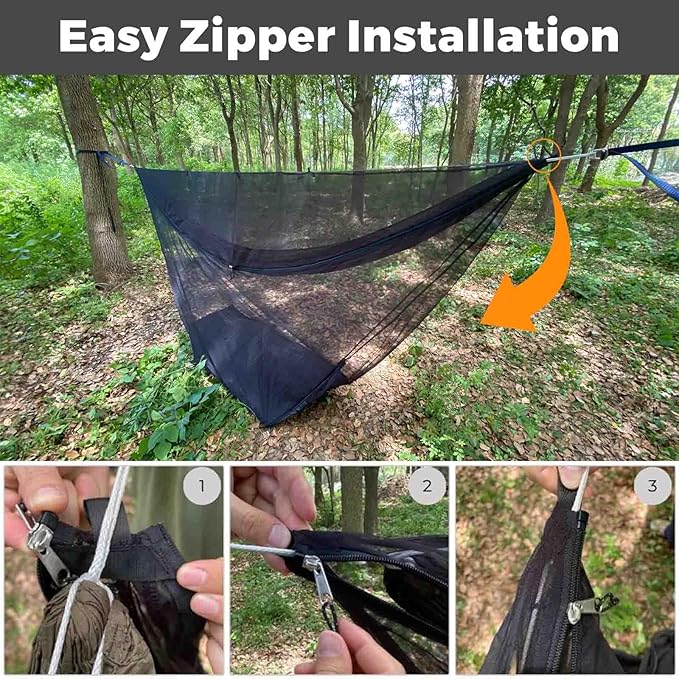onewind Hammock Mosquito Net, Camping Hammock Bug Net with Zipper No See Um Mesh Lightweight Camping Bugnet with Floor for 11ft 12ft Hammock for Hiking Backpacking with Furry Friends
