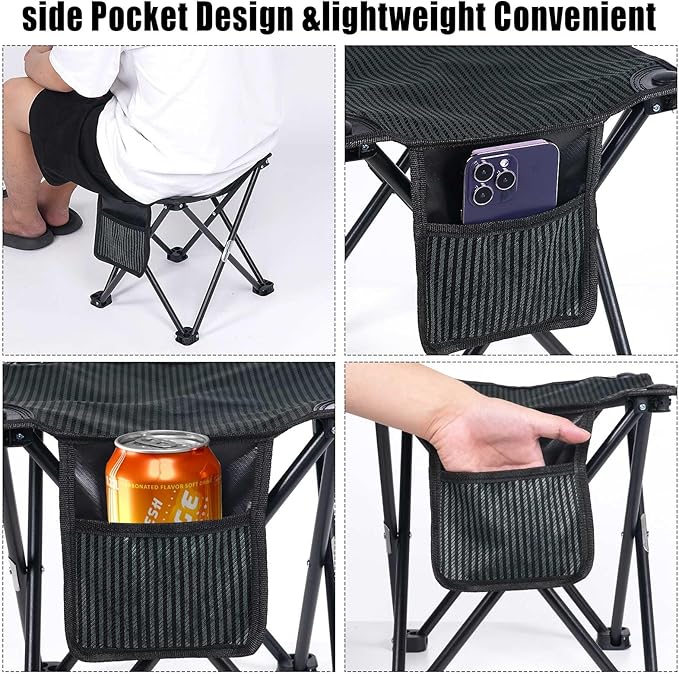 Camping Stool Portable, 13.7 Inch Folding Stool for Outdoor Gardening, Fishing, BBQ, Hiking with Carry Bag(400 LBS Capacity)