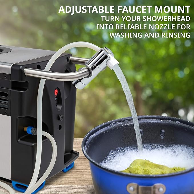 Hike Crew Portable Propane Water Heater & Shower Pump w/Built-in Battery | Compact Outdoor Cleaning & Showering System w/LCD, Safety Shutoff & Carry Case, Instant Hot Water for Camping & Hiking