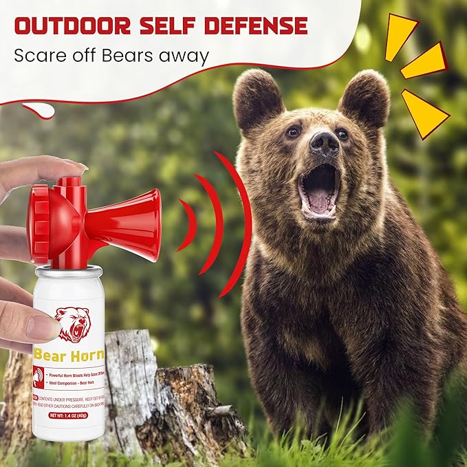 1 Pack Bear Horn to Scare Bears 1.4oz, Very Loud 120dB Bear Air Horns for Safety for Hiking, Heard Up to 1/2 Mile Away, Bear Spray Self Defense, Blow Horn to Scare Wild Animals, Bear Alarm
