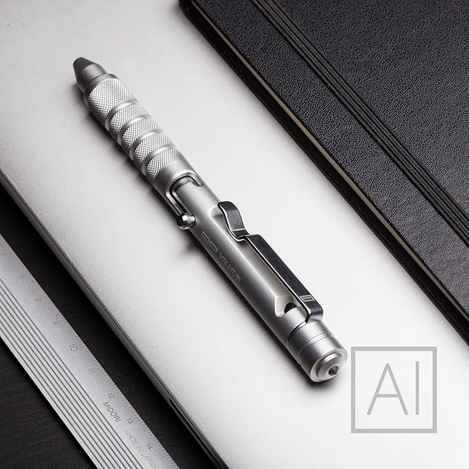 GPCA - GP 1945 Bolt Action Pen PRO, Smart Alternative to a Pen Light, EDC Pen Multitool with Rescue Whistle, Measurement on grip, Survival Gear for Camping, Aluminum, Space Silver