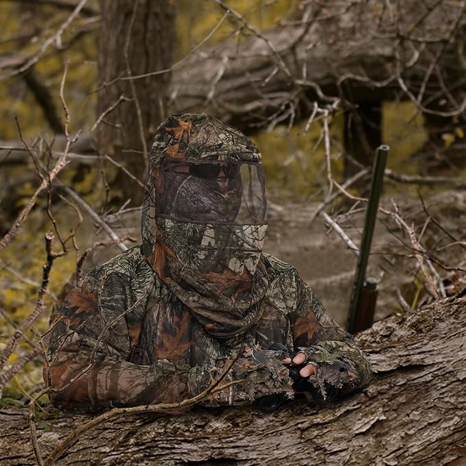 Mosquito Net Suit Camo Hunting Mesh Suit Bug Net Clothing with Hood Outdoor Protection No-See-Ums Garden Camping