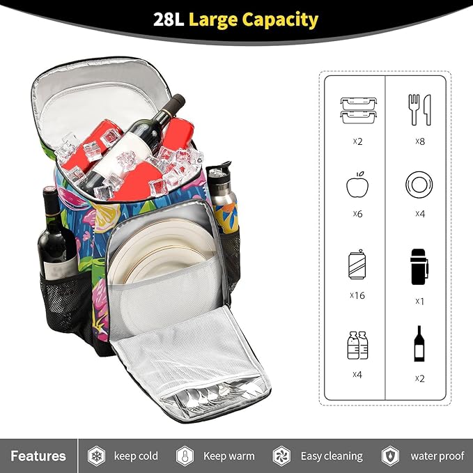 Cooler Backpack Insulated Leak Proof Beach Cooler Bag 30 Cans Waterproof Lightweight Soft Lunch Picnic Cooler for Men Women