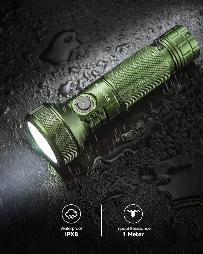77outdoor Sofirn IF22A Rechargeable Flashlight, 2100 High Lumen 690m Max Powerful Thrower Flashlight with SFT-40 LED, TIR Lens, Powerful Output for Hiking (Green)
