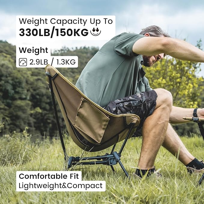 ONETIGRIS Tigerblade Camping Chair, Lightweight Folding Backpacking Hiking Chair, Compact Portable 330 lbs Capacity