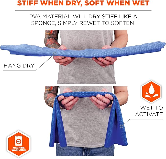 Ergodyne Chill Its 6602 Cooling Towel, Long Lasting Cooling Relief,Lime 29.50" x 0.50"