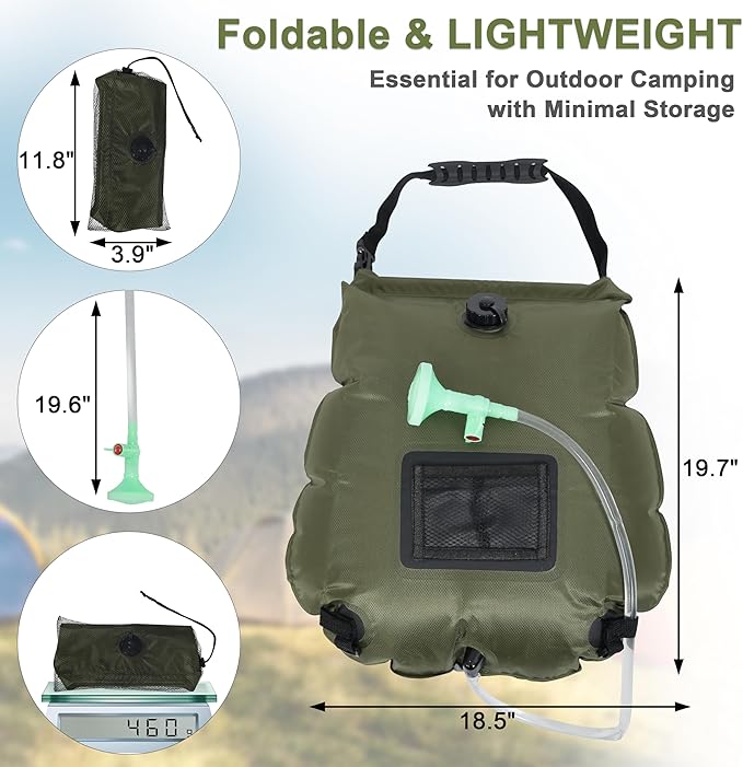 SYITCUN Camping Shower Bag 5 Gallon,1/2/4 Pack Portable Solar Shower Bag,Camping Shower Kit with Hose,On-Off Switchable Head for Beach,Swimming,Travel,Hiking