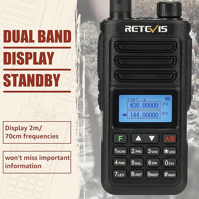Retevis RA89 Ham Radio Handheld, Dual Band Two Way Radio, Rechargeable Portable Radio with One Key Frequency Match, 2500mAh, IP68 Waterproof, Long Range Walkie Talkies for Emergency Service(2 Pack)