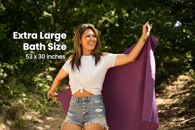 Travel Towel Fast Drying Lightweight - Microfiber Quick Dry For Beach Gym Swim Camping Towels Camp Sports Compact Backpacking Hiking Fast Drying 2 Pack Full Size For Body and Hand Purple