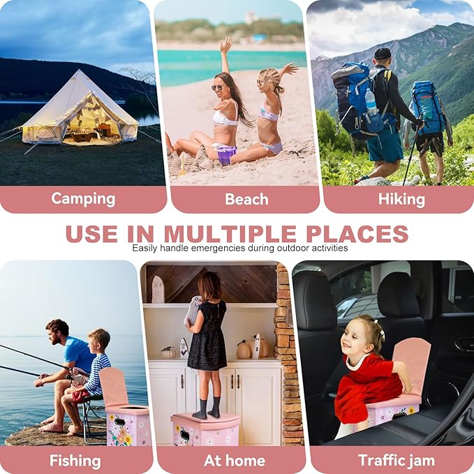 Upgrade XL Portable Toilet for Adults, Extra Large Portable Travel Floding Toilet, Camping Tall Toilets with Lid for Adults and Kids Compact Potty for Car,Hiking,Beach and Camping…