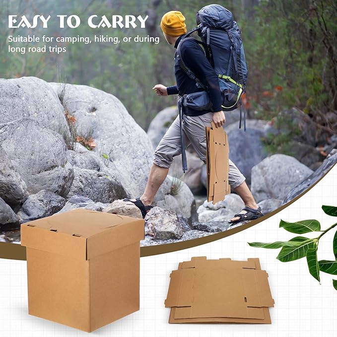Janlaugh Portable Folding Toilet with Lid for Adults and Kids Paper Portable Camping Toilet with Bag Foldable Portable Travel Toilet Compact Potty for Car, Hiking, Beach and Camping