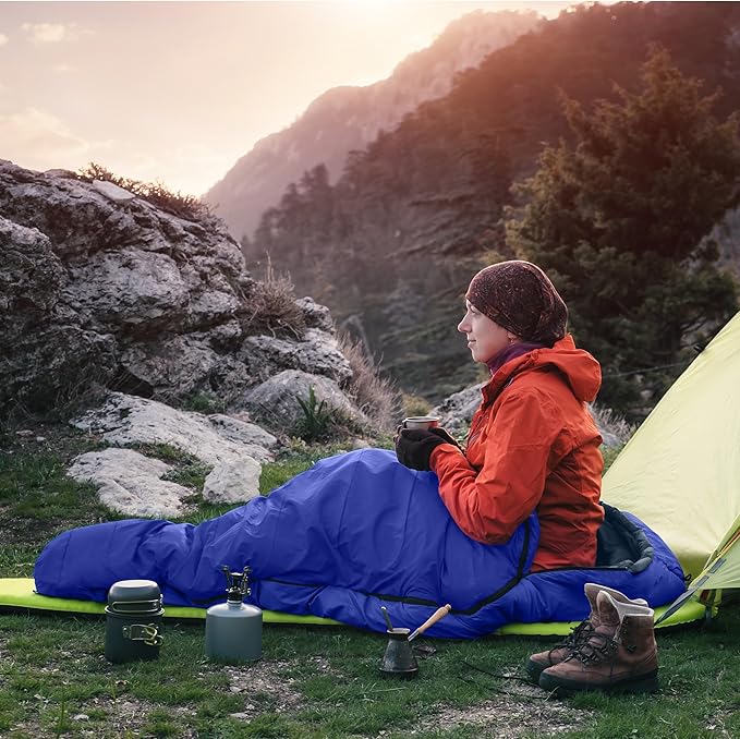 Mummy Sleeping Bag - Adult Cold Weather Sleeping Bag Rated to 25°F - Waterproof with Drawstring Hood - Camping Equipment by Wakeman Outdoors