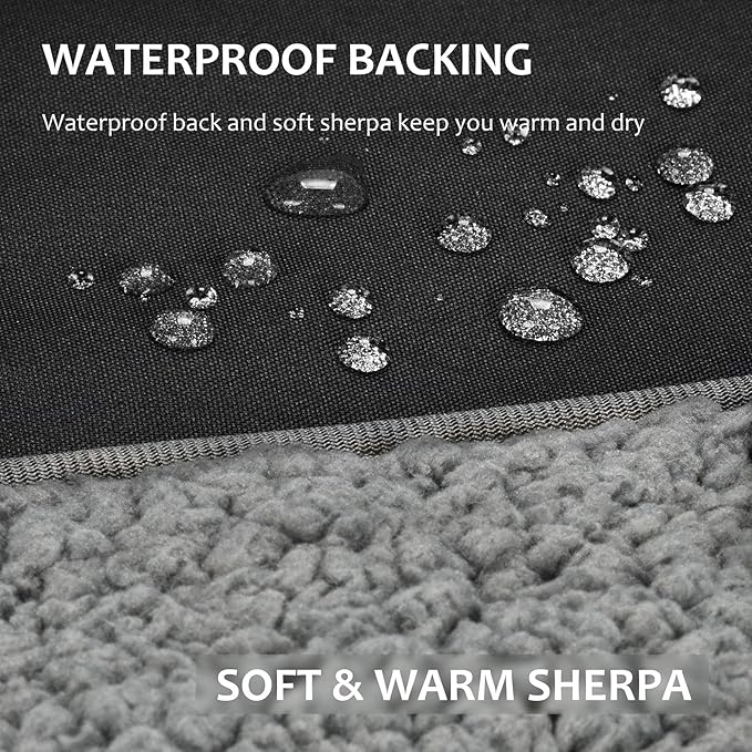 Tirrinia Outdoors Waterproof Throw Blanket, 66”x 90” Sherpa Fleece Stadium Windproof Mat for Boat, Traveling, Camping, Hiking, Football - Machine Washable