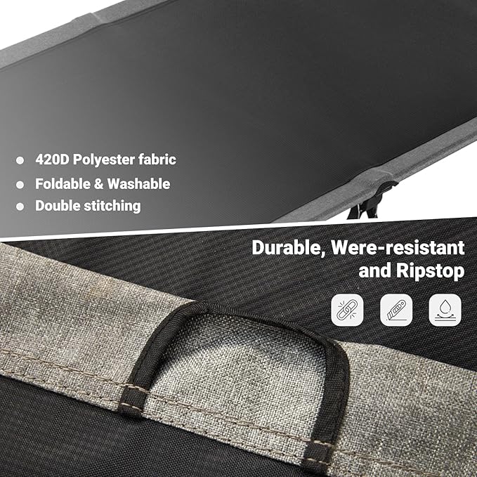 KingCamp Camping Cot, Folding Portable Heavy Duty Ultralight Cots for Adults Camping Tent Hiking Backpacking Mountaineering Travel Indoor Outdoor Indoor Base Camp with Pillow, Support 265 Lbs