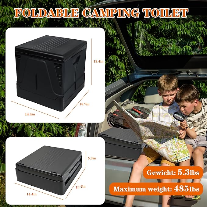 Camping Toilet, Composting Toilet with Biodegradable Bags, Portable Potty for Adults, Folding Toilet for Car Camping Hiking Long Trips Beach