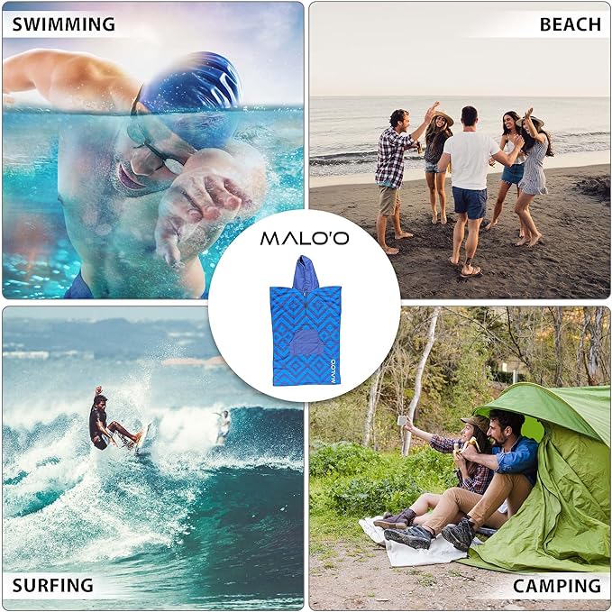 Malo'o Nalu Surf Poncho Changing Robe with Hood - Soft & Warm -Children & Adult Sizes-Changing Towel & Poncho