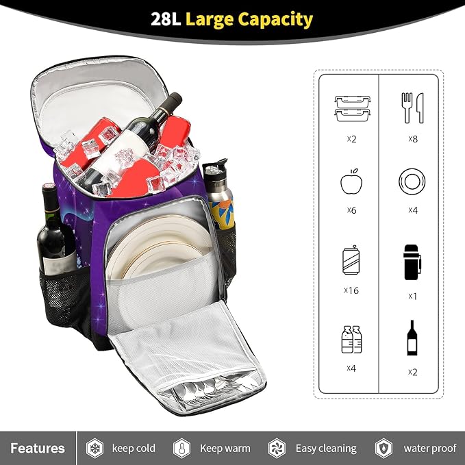 Cooler Backpack Insulated Leak Proof Beach Cooler Bag 30 Cans Waterproof Lightweight Soft Lunch Picnic Cooler for Men Women