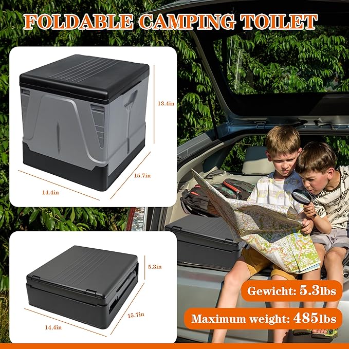 Camping Toilet, Composting Toilet with Biodegradable Bags, Portable Potty for Adults, Folding Toilet for Car Camping Hiking Long Trips Beach