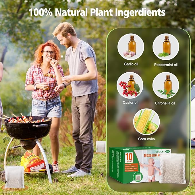 10 Pack Mosquito Repellent Powerful Mosquito Deterrent Outdoor/Indoor Natural Mosquito Repellent for Kids & Pet,Mosquito Control for Room/Yard/Camping