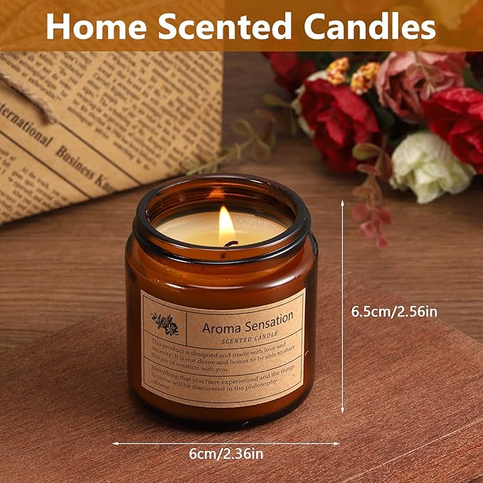 Jeffbaubl 6 Pack Candles for Home Scented,Scented Candles Gifts for Women,Aromatherapy Candles,3.5 OZ Amber Jar Candles,Long Lasting Candles,Candles Gift Set for Birthday Valentine Present
