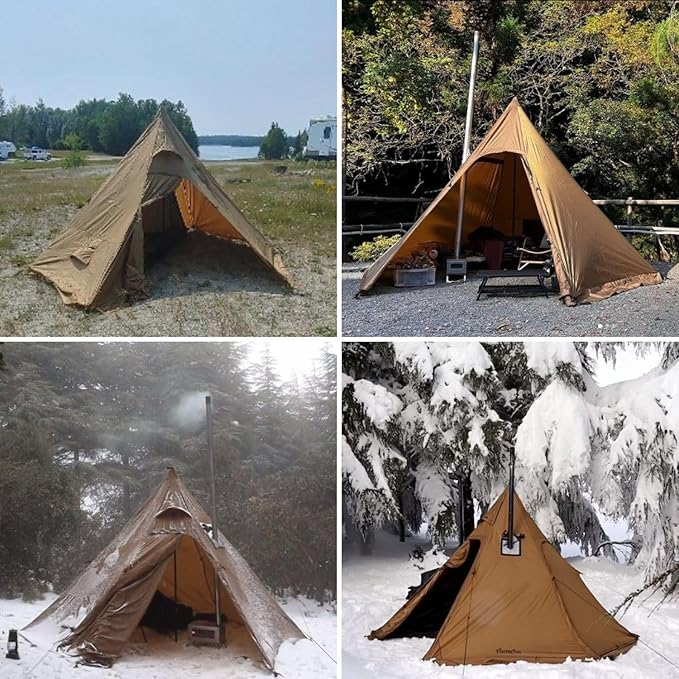 FIREHIKING Camping Hot Tent 2-4 Person Teepee Tent with Stove Jack for Backpacking Hunting