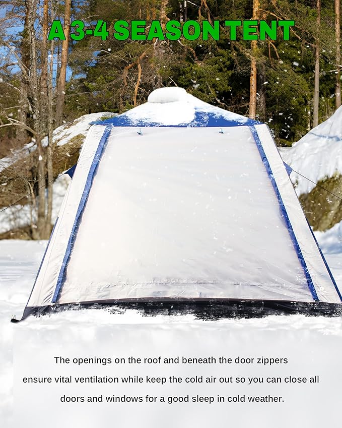 Inflatable Tent for Camping, 8.2x8.2FT Large 4-6 Person Blow up Tent with 2 Doors and 4 Screen Mesh Panels, Footprint Included(Sapphire & Light Gray)
