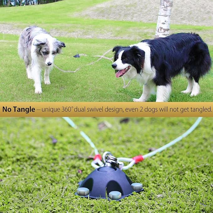 360° Swivel Dog Tie Out Anchor Stake With 5 Screw Anchors - Holds 1200lbs, Great for Dogs Up to 150lbs - Yard Leash and Anchor With Lifetime Replacement