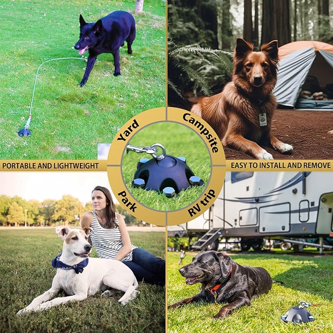360° Swivel Dog Tie Out Anchor Stake With 5 Screw Anchors - Holds 1200lbs, Great for Dogs Up to 150lbs - Yard Leash and Anchor With Lifetime Replacement