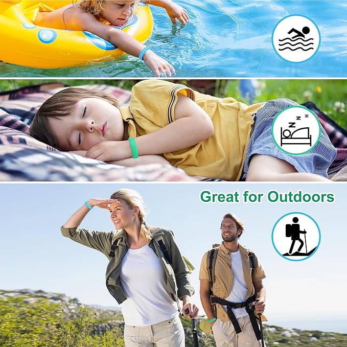 Mosquito Repellent Bracelets, 2 Pack Silicone Mosquito Repellent Wristbands, DEET-Free Insect & Bug Repellent Wrist Bands for Adults and Kids Indoor Outdoor Use (Green&Blue)