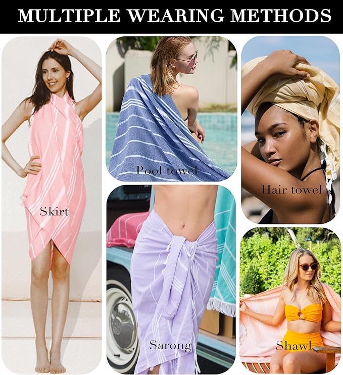 Turkish Beach Towels Outdoor Picnic Throw Blanket Camping Towel Quick Dry Lightweight No Sand Extra Large Accessories Gear Essentials Glamping Tent Gear Must Haves Hiking Supplies Backpacking Gadgets