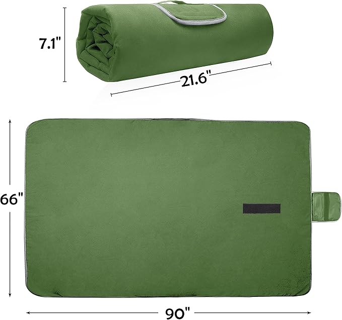 Tirrinia Outdoors Waterproof Throw Blanket, 66”x 90” Sherpa Fleece Stadium Windproof Mat for Boat, Traveling, Camping, Hiking, Football - Machine Washable