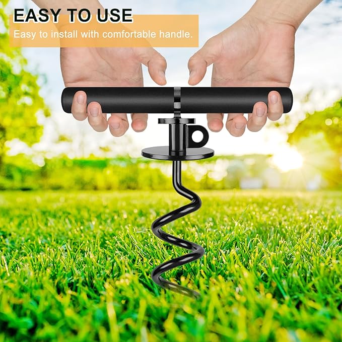 15 Inch Dog Tie Out Stake, Heavy Duty Dog Spiral Stake for Medium to Large Dogs up to 220lbs, No Tangle, Dog Anchor for Yard, Camping, and Beach