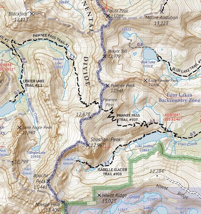 Indian Peaks - James Peak Wilderness - Colorado Topographic Hiking Map (2021)
