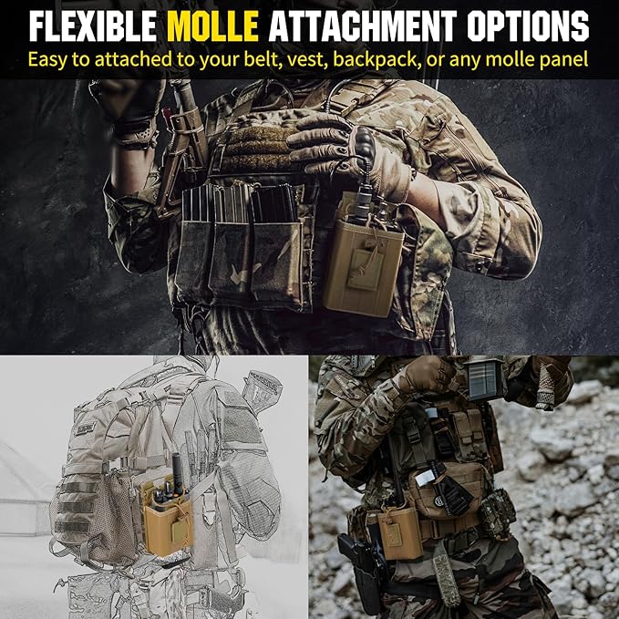 IronSeals 2 Pack Tactical Molle Adjustable Interphone Storage Bag Outdoor Sports Radio Pouch for Two Ways Walkie-talkie
