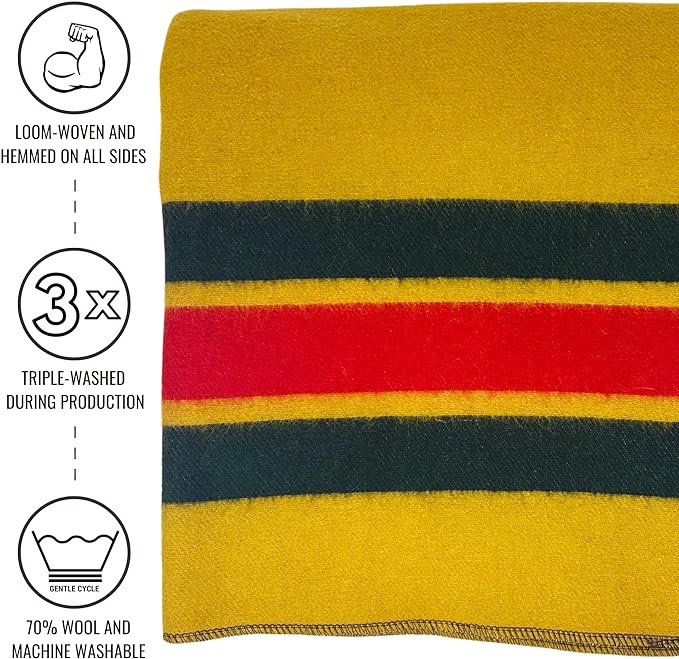 Arcturus Patterned Wool Blankets - 4.5lbs Warm, Heavy, Washable, Large | Great for Camping, Outdoors, Sporting Events, or Survival & Emergency Kits