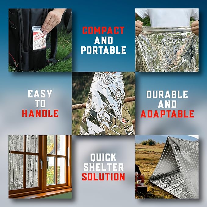 Mart Cobra Emergency Blankets x6 Survival Gear and Equipment Space Blanket Mylar Blankets Thermal Blanket Survival Blanket Survival Kits Emergency Kit Emergency Supplies Foil Blanket Camping Shelter