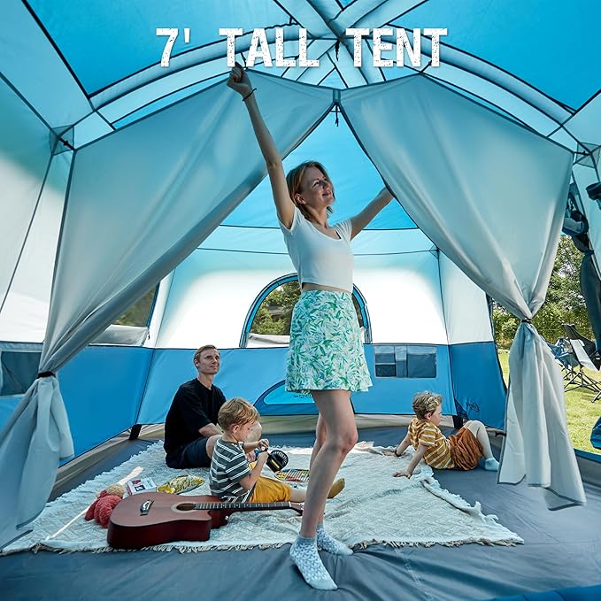 PORTAL 6 | 8 | 10 Person Family Camping Tent with Porch, Big Family Camping Tent with Tall Height, Good Ventilation, Water Resitant Large Tent for Outdoor Camping, Backyard