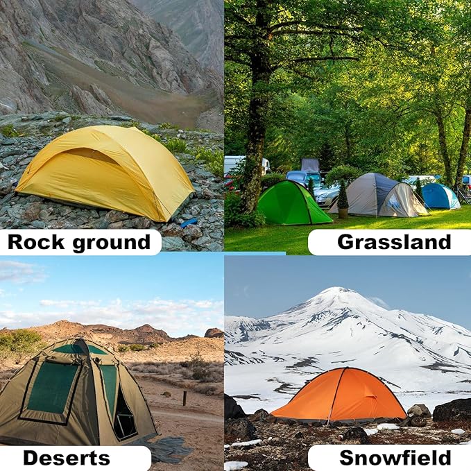 10Pcs Tent Stakes, 16in Heavy Duty Tent Stakes with Storage Pouch, Forged Steel Tent Sakes Metal, Metal Stakes for Tent Used on Grassland, Snowfield, Dessert(10Pcs, 16in, Diameter 3/8")