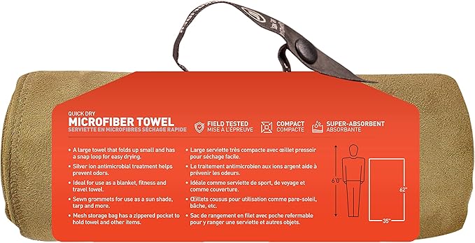 Gear AID Quick Dry Microfiber Towel for The Gym, Travel and Camping
