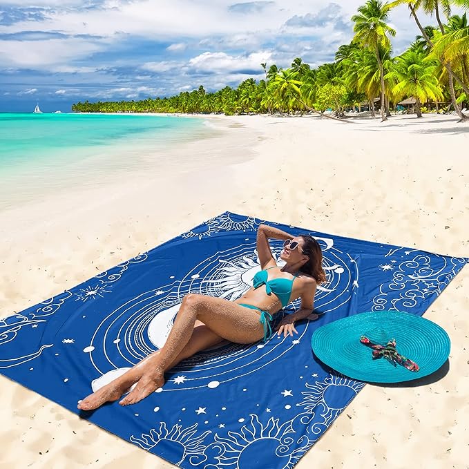 AISPARKY Beach Blanket Waterproof Sandproof Quick Drying Beach Mat Extra Large Outdoor Picnic Blanket for Travel Camping Hiking